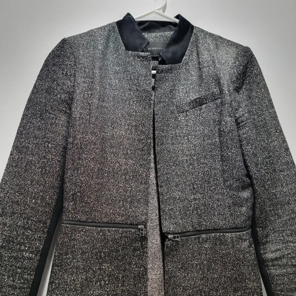 BCBGMaxAzria Silver And Black Shimmery Blazer Coat Size XS